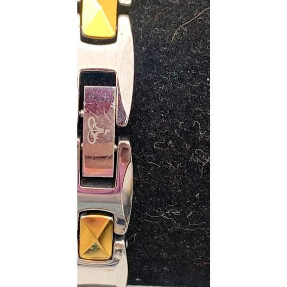 Tungsten Carbide Magnetic Bracelet, 2-Tone (Silver & Gold Tone) - Picture 4 of 7